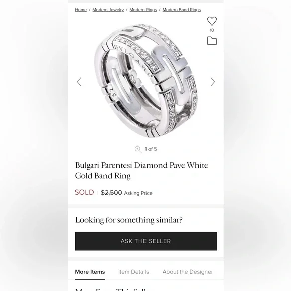 18k Gold Bvlgari Diamond Ring FIRM - Picture 12 of 12